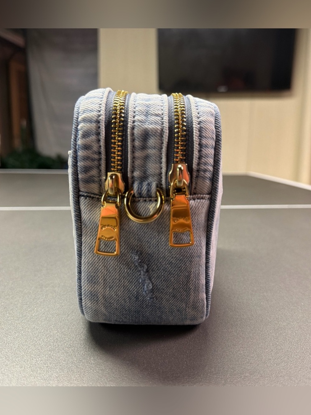 NWT Carey Crossbody BagIn Loved Denim With Charms Gold/Light Indigo - Picture 5 of 11